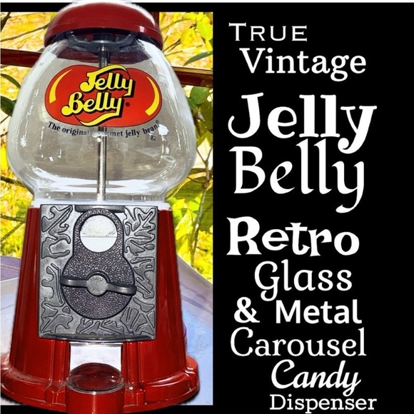 Vintage JELLY BELLY Glass Metal Carousel Candy Dispenser Gum Ball Machine 1980’s - Picture 1 of 11